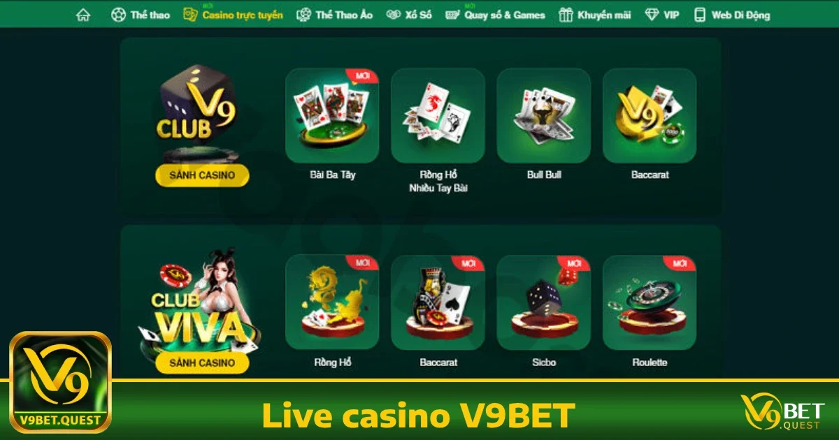 Các trò chơi nổi bật tại Live Casino V9BET