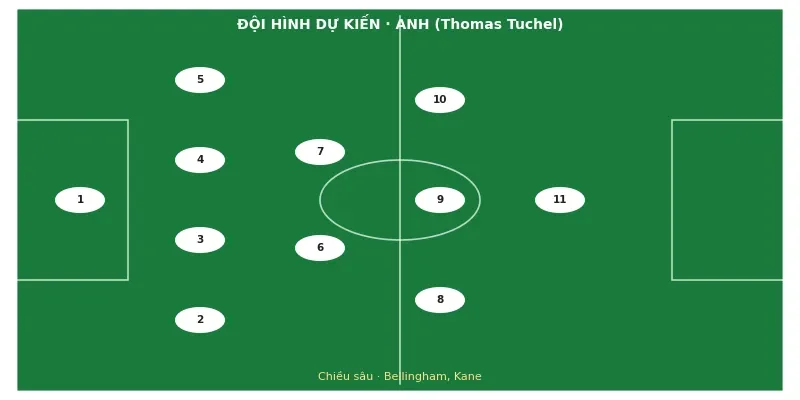 Đội hình ra sân dự kiến Anh vs Argentina